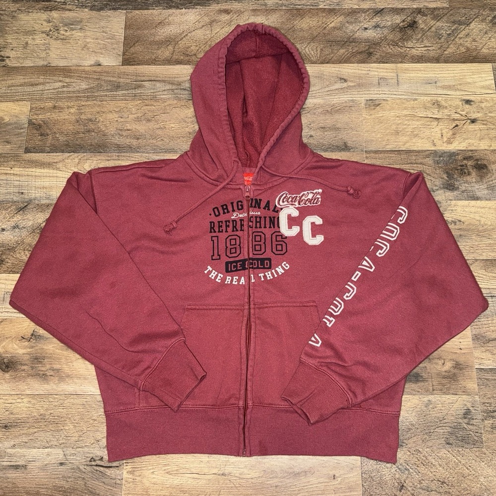 Coca-Cola Dark Red Hoodie 1886 Logo Small Original Soda Theme 2021 Collectible